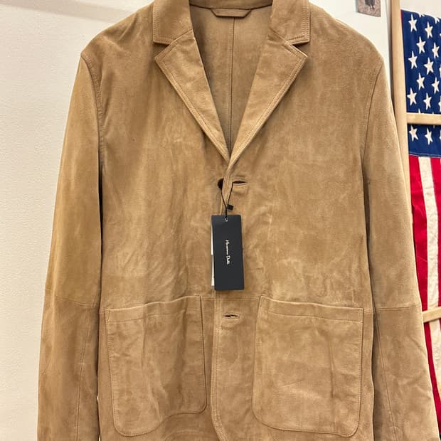 [새제품] 마시모두띠 고트스킨 스웨이드 가죽자켓 카멜 M