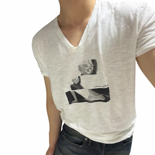 돌체앤가바나 마릴린 먼로 브이넥 반팔 티셔츠