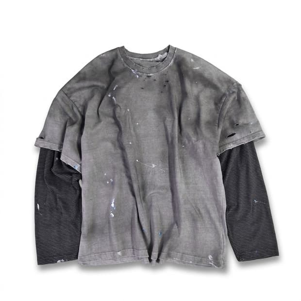 빈티지 레이어드 긴팔티셔츠