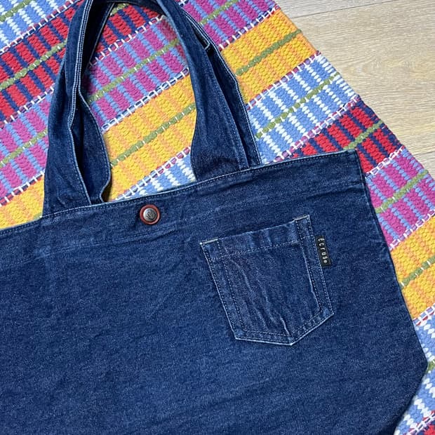 포켓 데님 토트백
