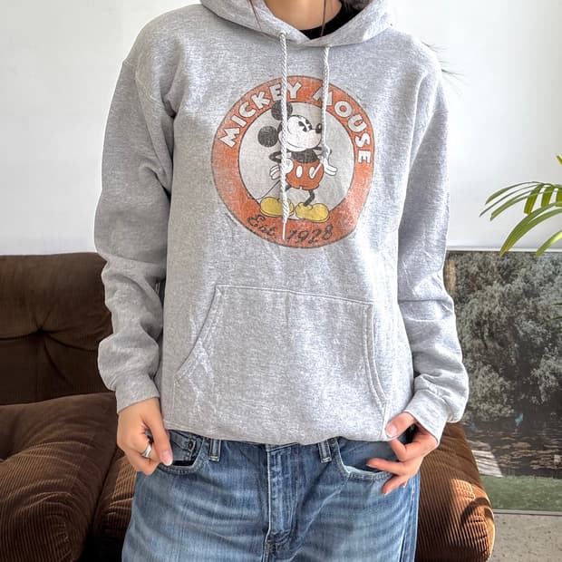 디즈니 미키마우스 후드티 그레이