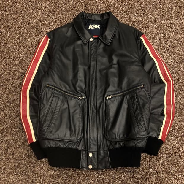 ASK 소가죽 사이드라인 레더 가죽 A-2 자켓