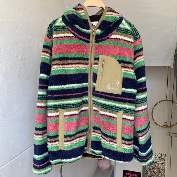 캠핑용 스트라이프 뽀글이 후리스