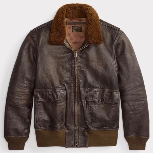 Rrl 26 시어링 칼라 레더자켓