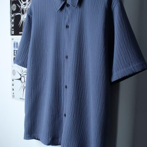 (L-XL) 에잇세컨즈 반팔 카라 티셔츠 셔츠 남방 플리츠-H31217