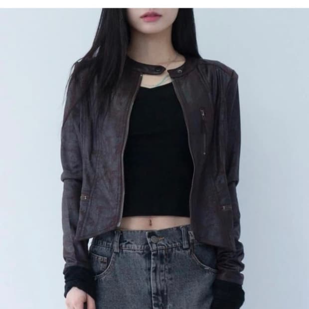 이즈이즈 vintage zip leather jk