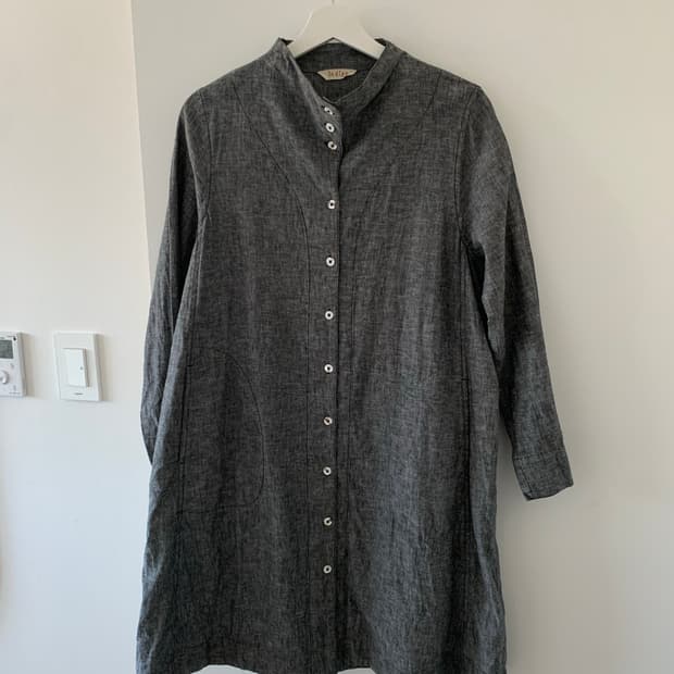 그레이 버튼 원피스