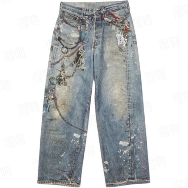 아크네 스튜디오 트롱프뢰유 키체인 데님팬츠 36