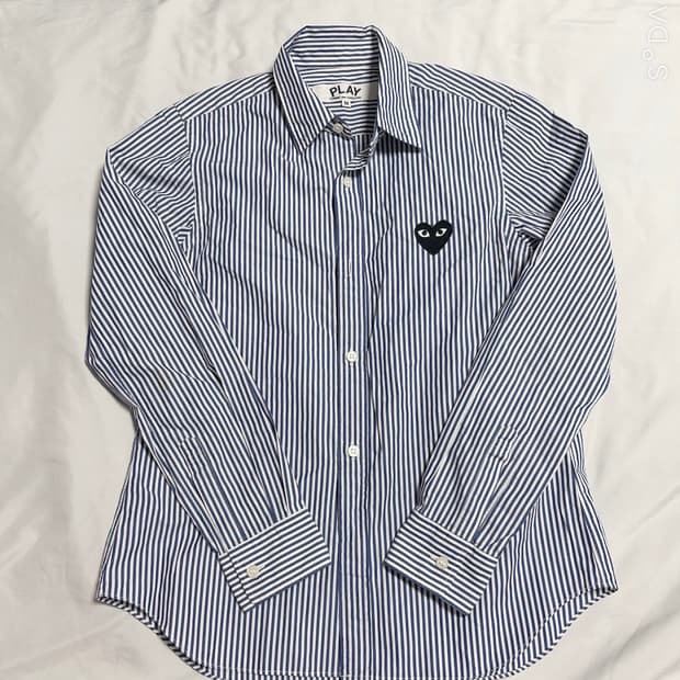 꼼데가르송 플레이 스트라이프 셔츠 M 블루