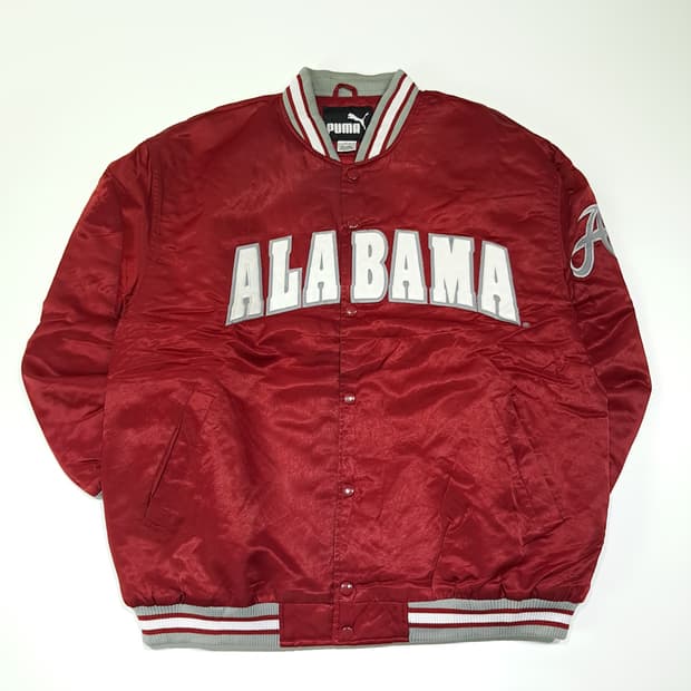 CL302 L 푸마 90s 한국산 나일론 아플리케 레드 바시티 자켓