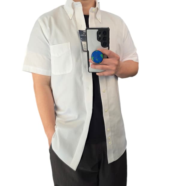 새상품) 95 브룩스브라더스 논아이론 화이트 반팔 셔츠