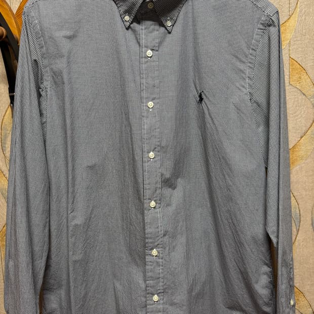 폴로 깅엄 체크 셔츠 L