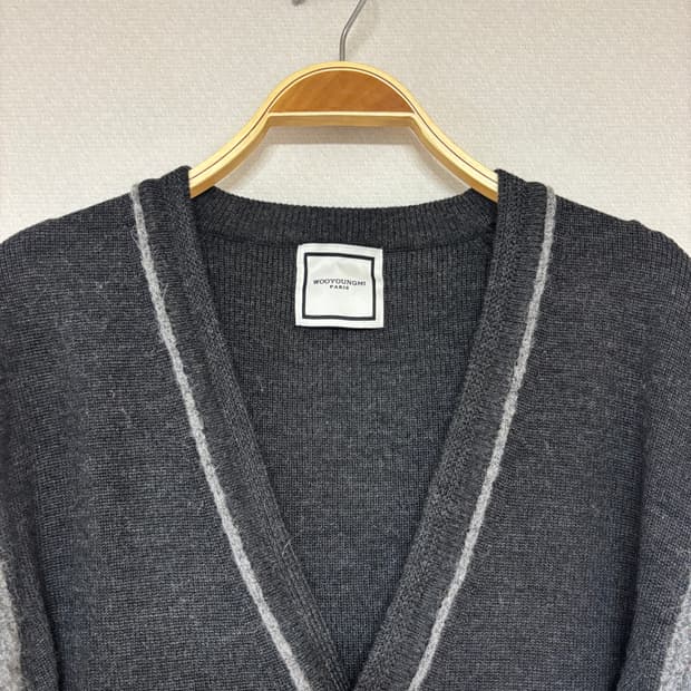 우영미 라나울 100 배색 가디건