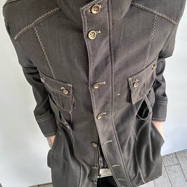 stitch point half neck trench coat