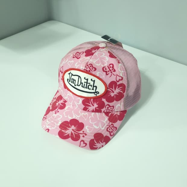 VonDutch 본더치 핑크 플라워 패턴 메쉬 볼캡 데드스탁