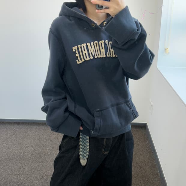 Abercrombie 아베크롬비 그런지 스펠아웃로고 차콜 후드티 