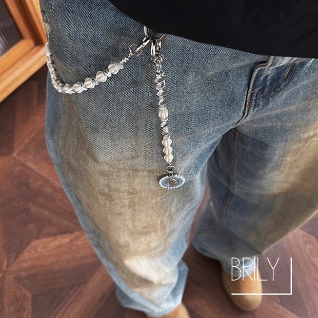 [Unisex] BIRD 선스톤 원석 크롬 버클 키링 체인