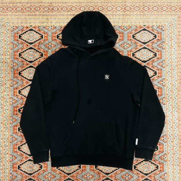 MLB 자수 로고 블랙 기모 후드티셔츠 남성105