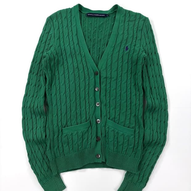 폴로 랄프로렌 여성 꽈배기 니트 가디건  