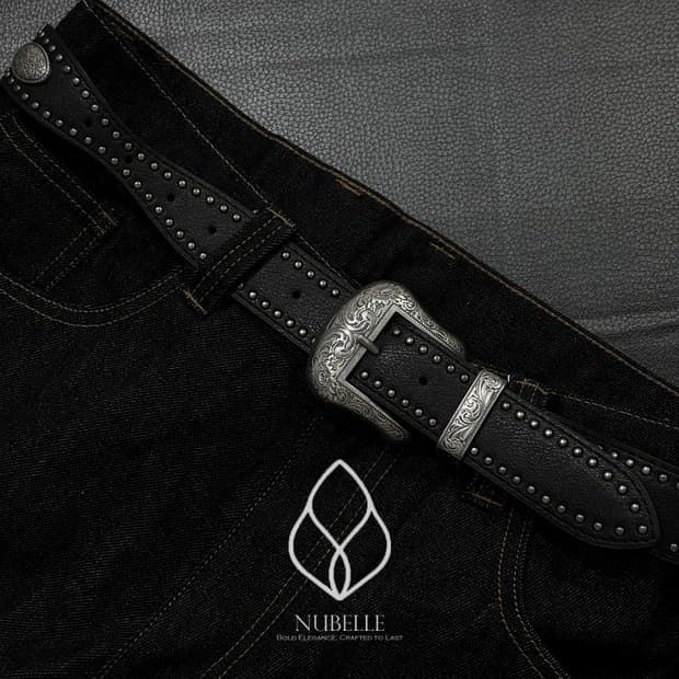 🌗 Convex stud western belt / 에스닉 웨스턴 벨트