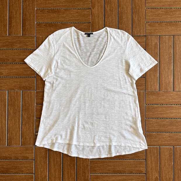 Theory see-through U-neck cotton 1/2 tee