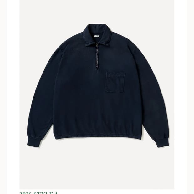 아프레쎄 A.PRESSE 26SS Vintage 포켓 하프집업 네이비