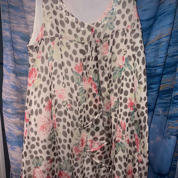 빈티지 히메 오네 갸루 플라워 페어리 호피 큐빅 슬리브리스