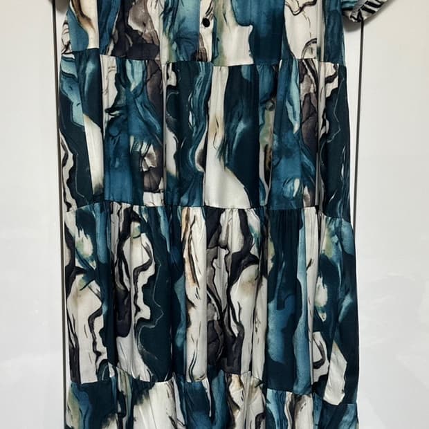 패턴 반팔 롱 원피스