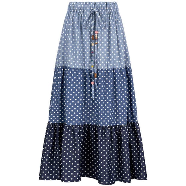 샵페어리 도트 데님 스커트 dot denim tiered skirt