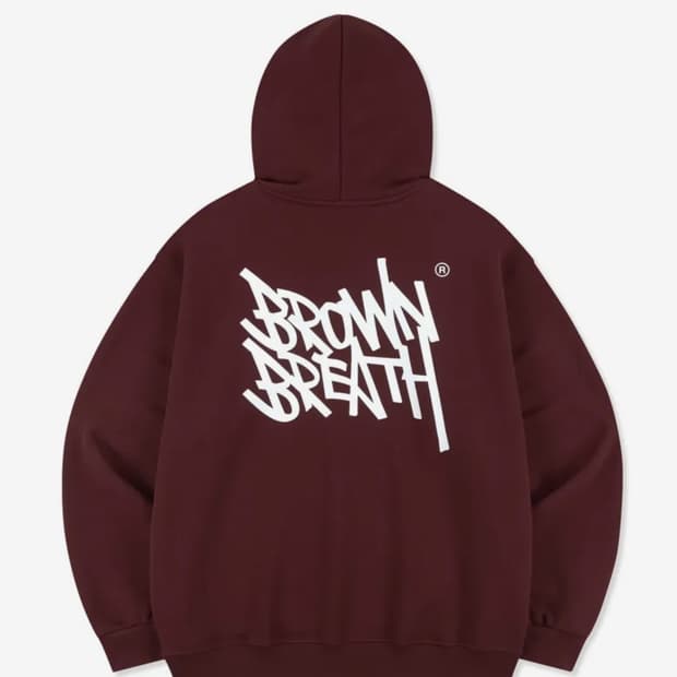 브라운 브레스 버건디 후드티