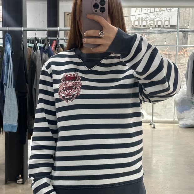 폴로 진스 마린 스트라이프 자수 맨투맨