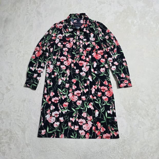 (6)여성 타미힐피거 플라워 금장단추 원피스