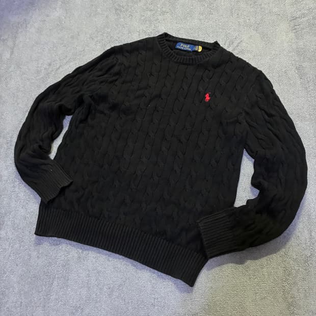 폴로 랄프로렌 꽈배기 니트 블랙 L