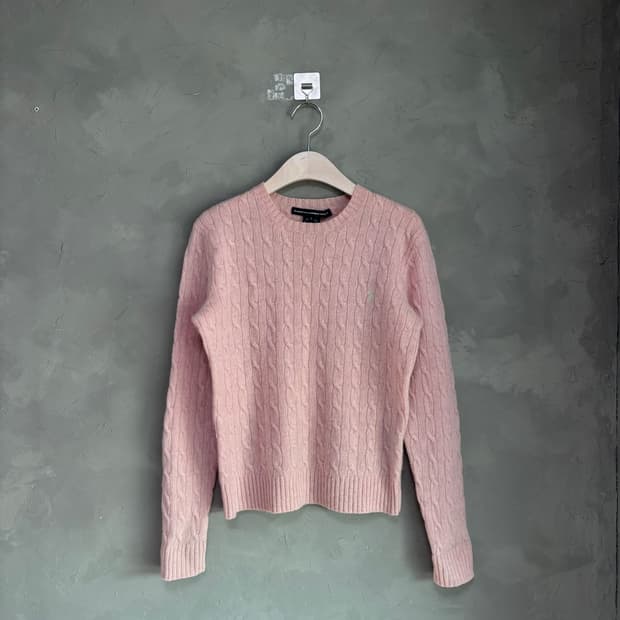 폴로 랄프로렌 램스울 꽈배기 니트 핑크