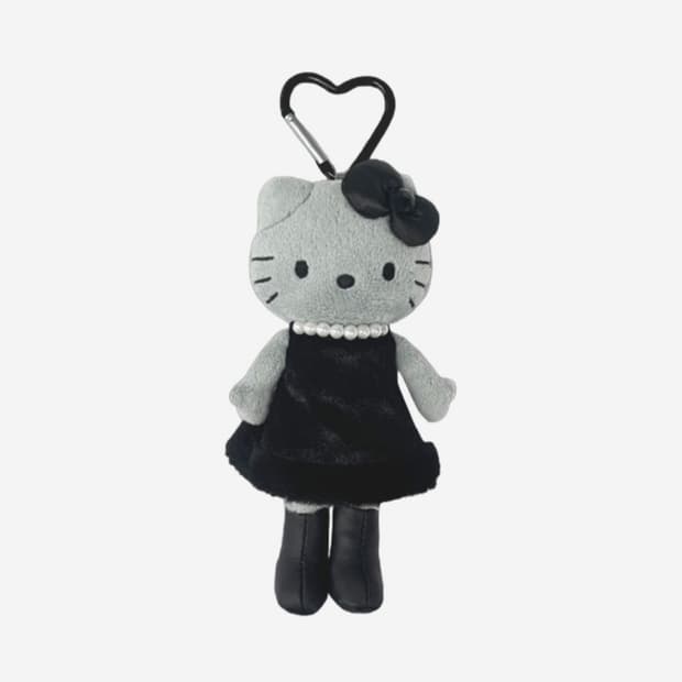 (정품) 산리오 헬로 키티 블랙 엔젤 컬렉션 키링 드레스 그레이