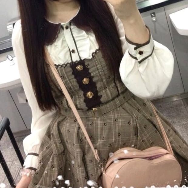 리즈리사 고전 핀터깔 대대장 히메카지 라떼갸루 히메갸루 체크 원피스