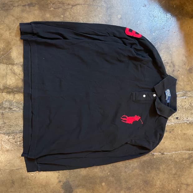 폴로 랄프로렌 레드 빅포니 PK 긴팔티셔츠 블랙