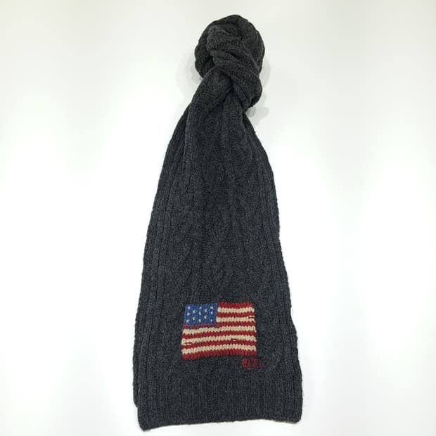 MX571 폴로 90s 램스울 성조기패치 차콜그레이 머플러 목도리