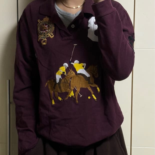폴로 랄프로렌 빅포니 버건디 롱슬리브 카라티