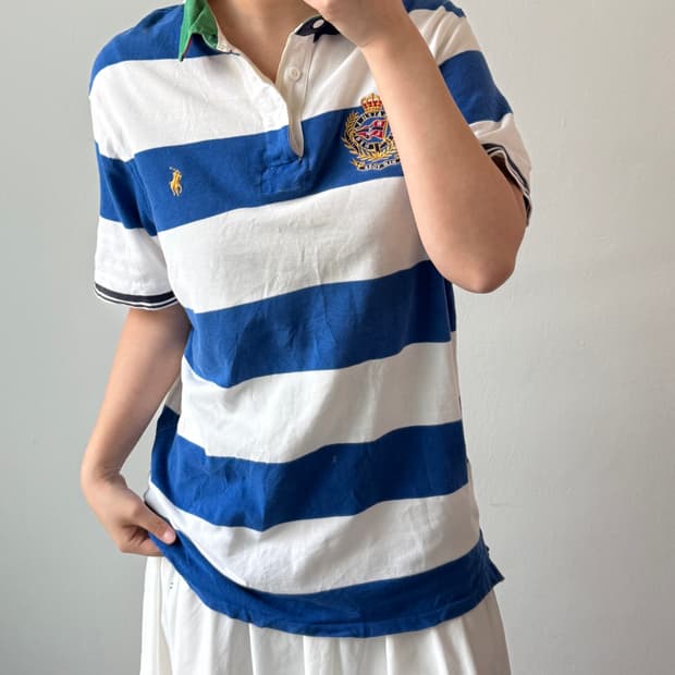 [L] 폴로 클래식핏 스트라이프 반팔 카라티