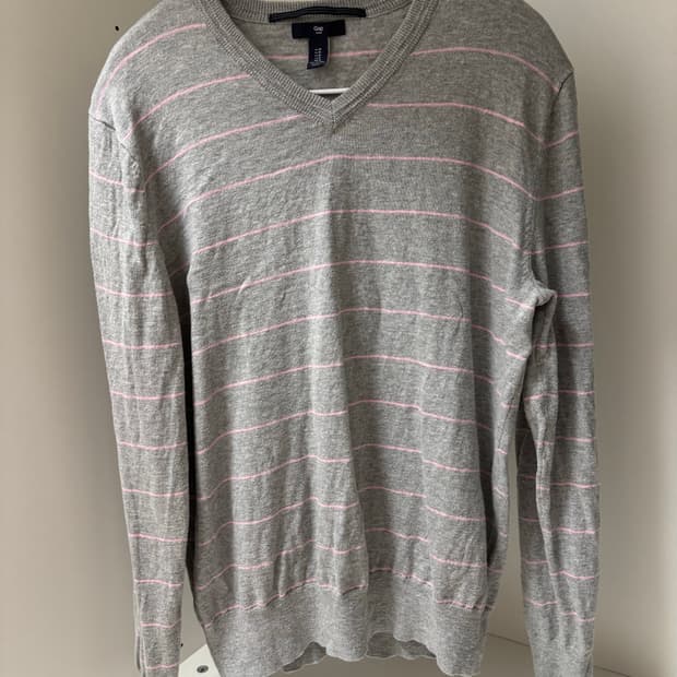 gap 갭 핑크 그레이 스트라이프 브이넥 니트 M 회핑 갸루 페어리