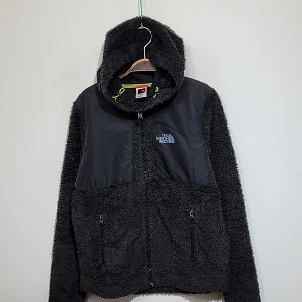 (S) 노스페이스 플리스 점퍼 배색 뽀글이 후리스 후드자켓 