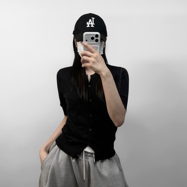 폴로 랄프로렌 포니 로고 클래식 반팔 가디건 블랙