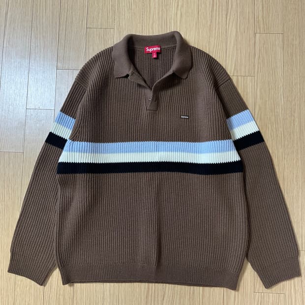 슈프림 스몰 박스 폴로 스웨터 다크 브라운