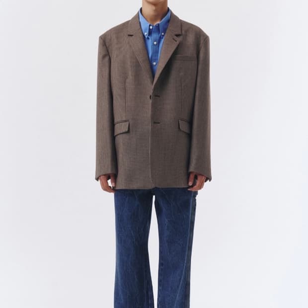 던스트 체크 울 블레이저 M