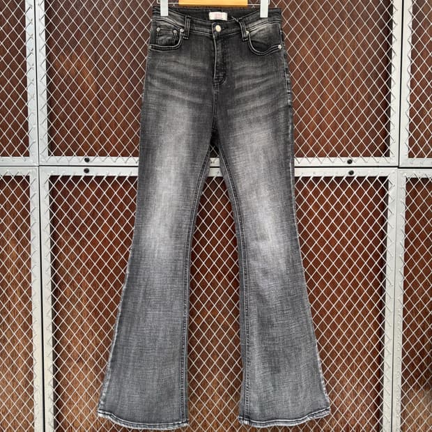 OOT 빈티지 워싱 부츠컷 y2k 흑청 그레이 데님팬츠 M