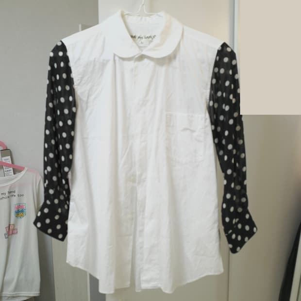 꼼데가르송 폴카닷 도트 셔츠 코이세이오 모리걸 y2k 갸루 일본 빈티지