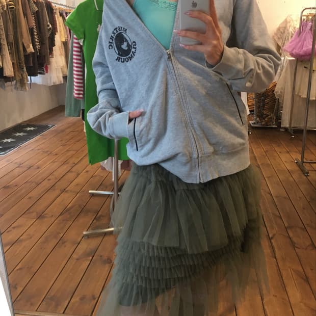 히스테릭글래머 그레이 백로고 면집업