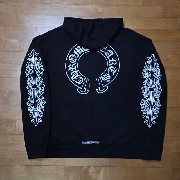 [새상품급,L]크롬하츠 홀스슈 플로랄후드티 블랙