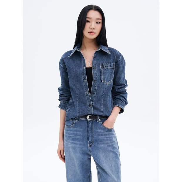 [무료배송]에잇세컨즈 S 여성 데님 청 긴팔 셔츠